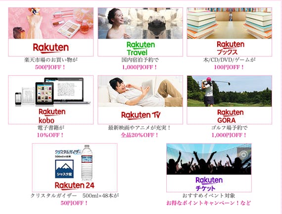 スクショ_楽天PINKカード_楽天グループ優待サービス